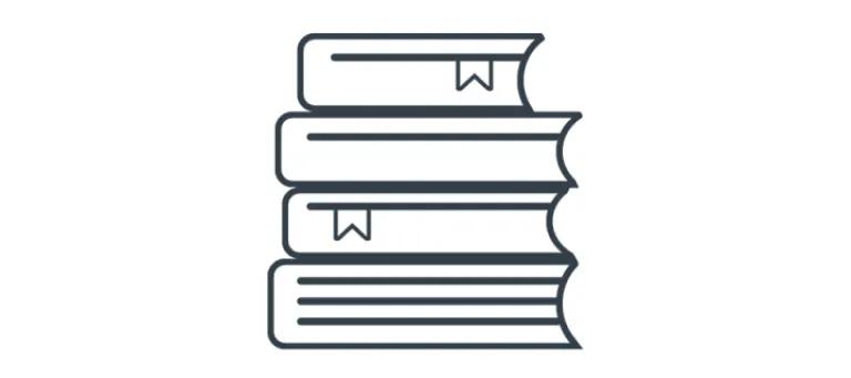 Animated picture of a pile of four books